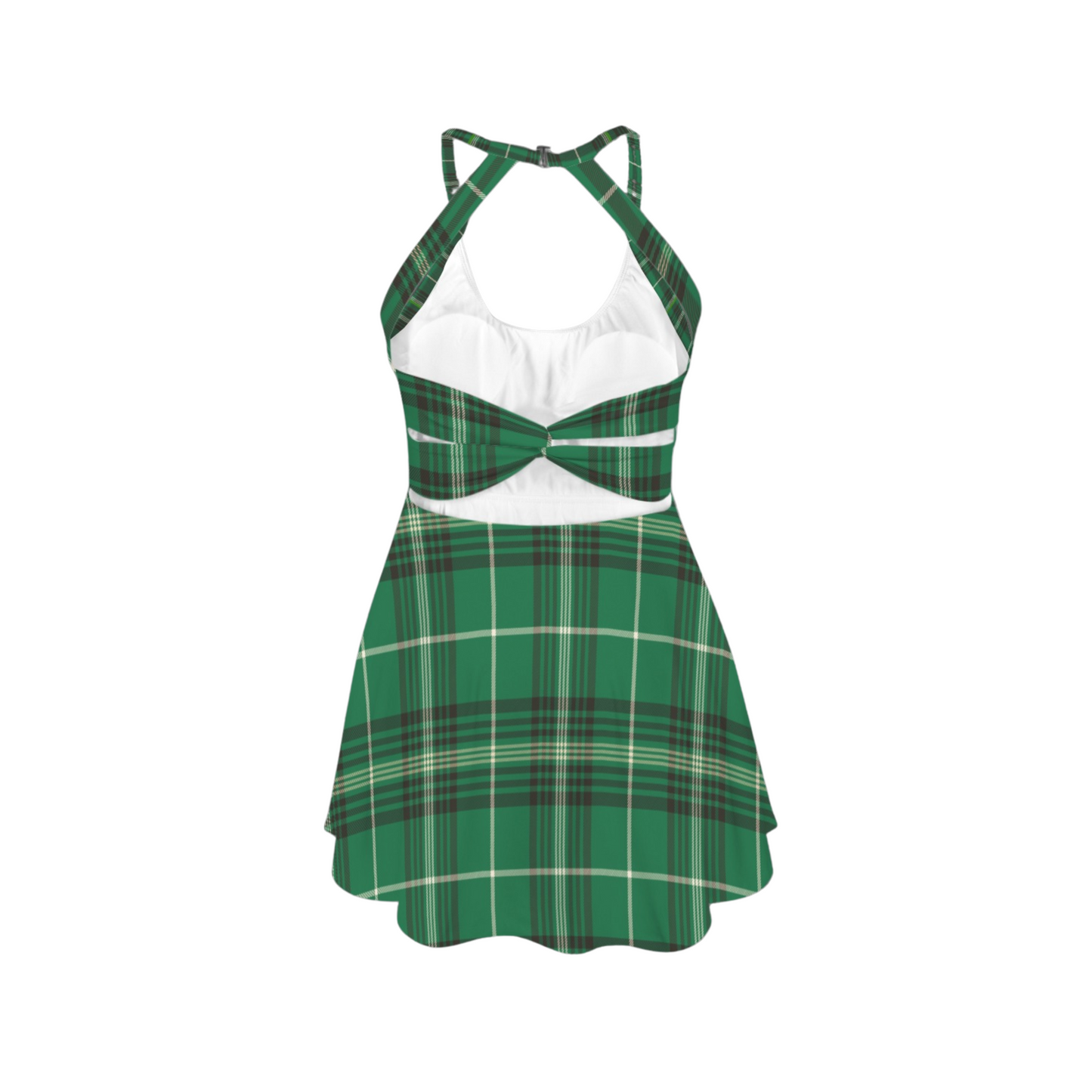 Serpent House Plaid Open Back Flare Skirt Active Dress