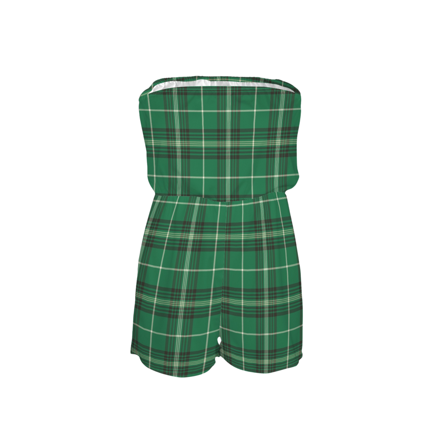 Houses Plaid Strapless Romper