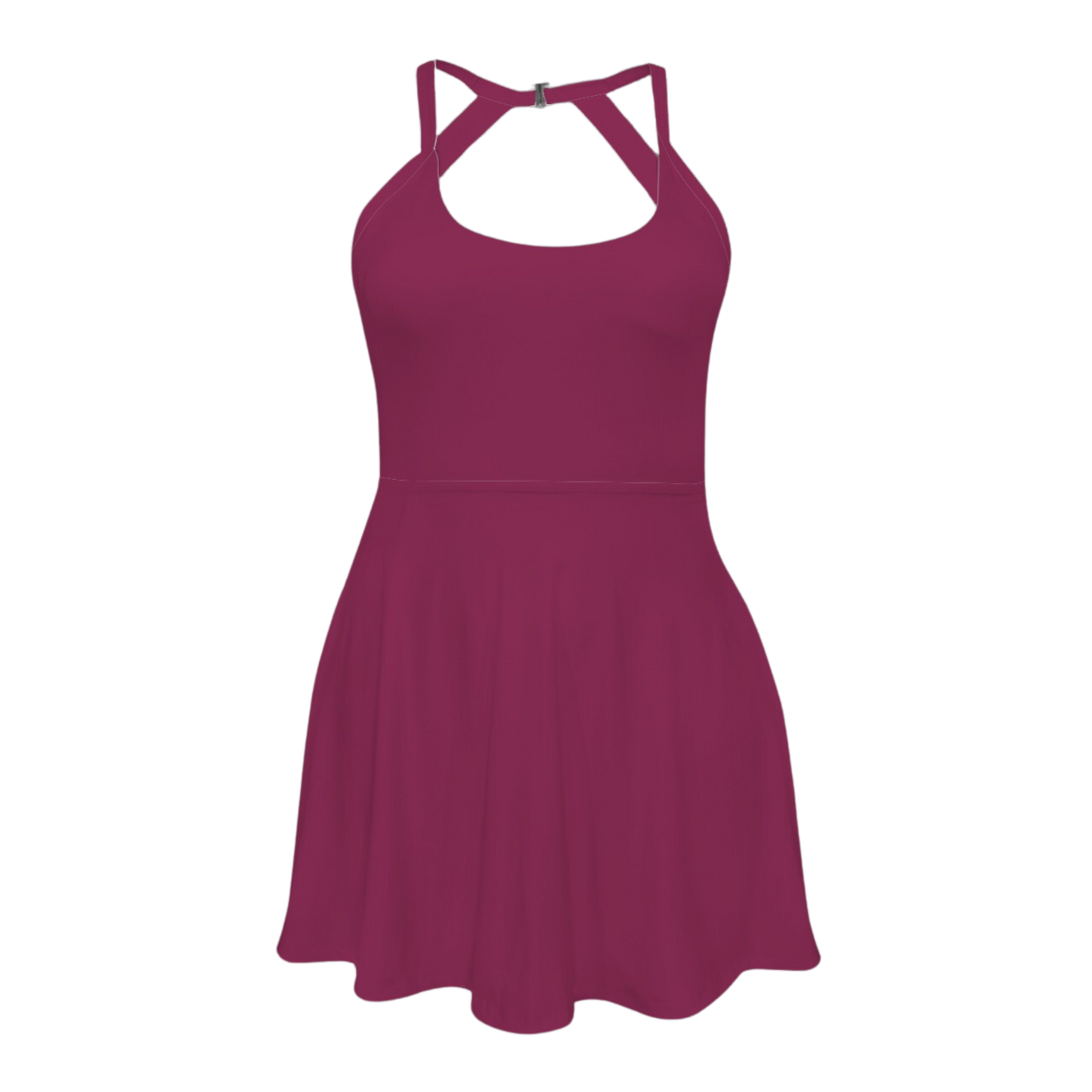 Evil Stepmother Maroon Open Back Flare Active Dress
