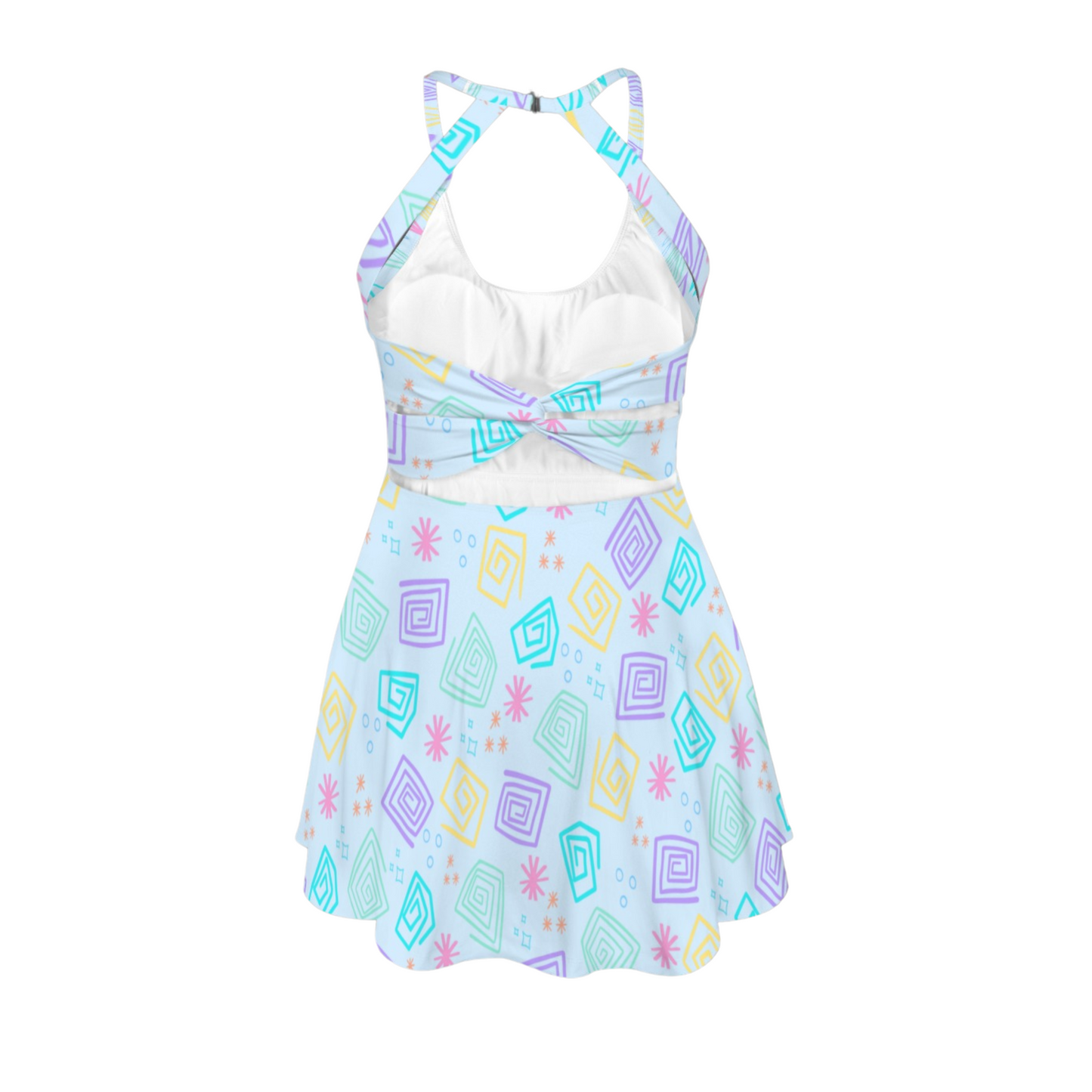 Spinning Cups Open Back Flare Skirt Active Dress