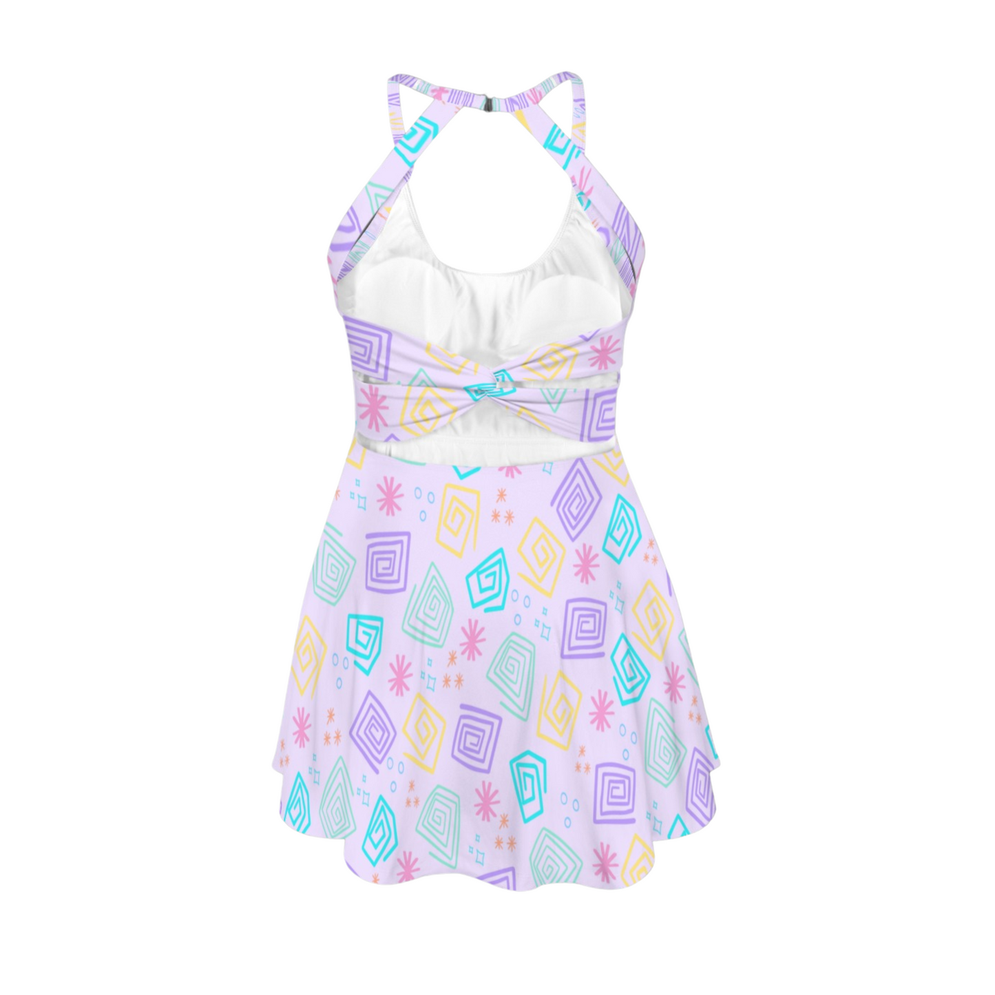 Spinning Cups Open Back Flare Skirt Active Dress