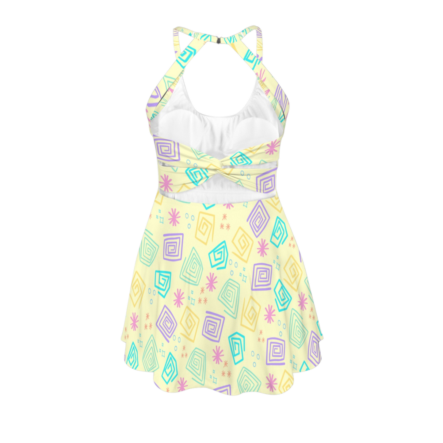 Spinning Cups Open Back Flare Skirt Active Dress