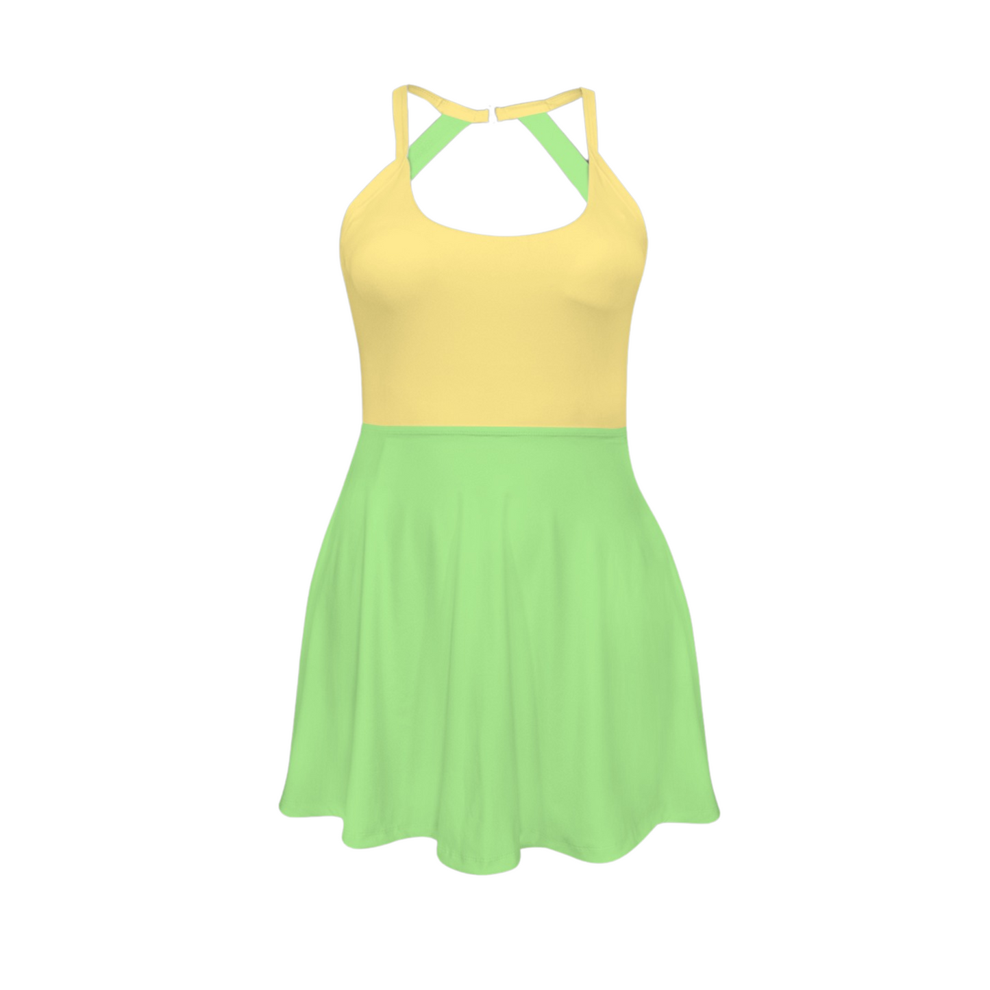 Tiana Colorblock Open Back Flare Skirt Active Dress