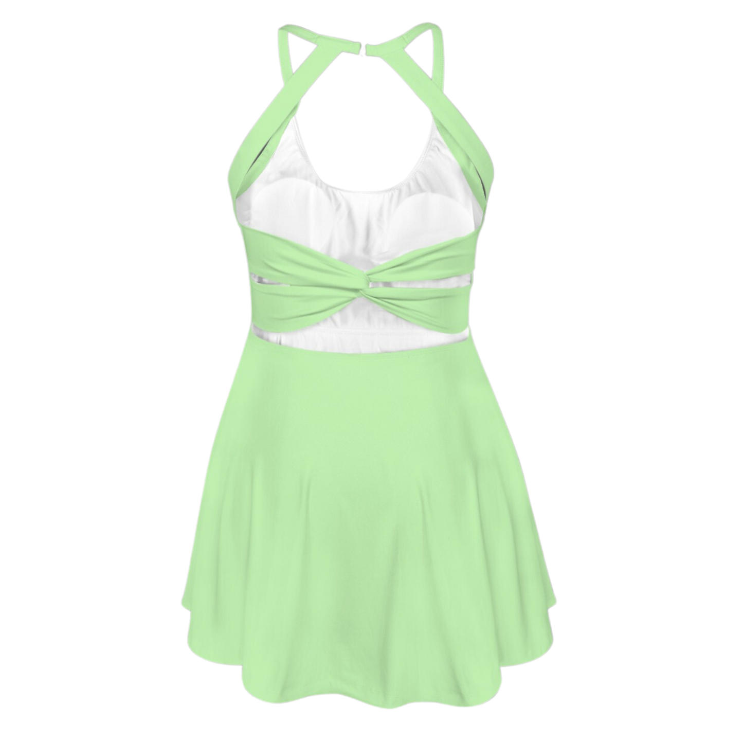 Tia Green Open Back Flare Skirt Active Dress