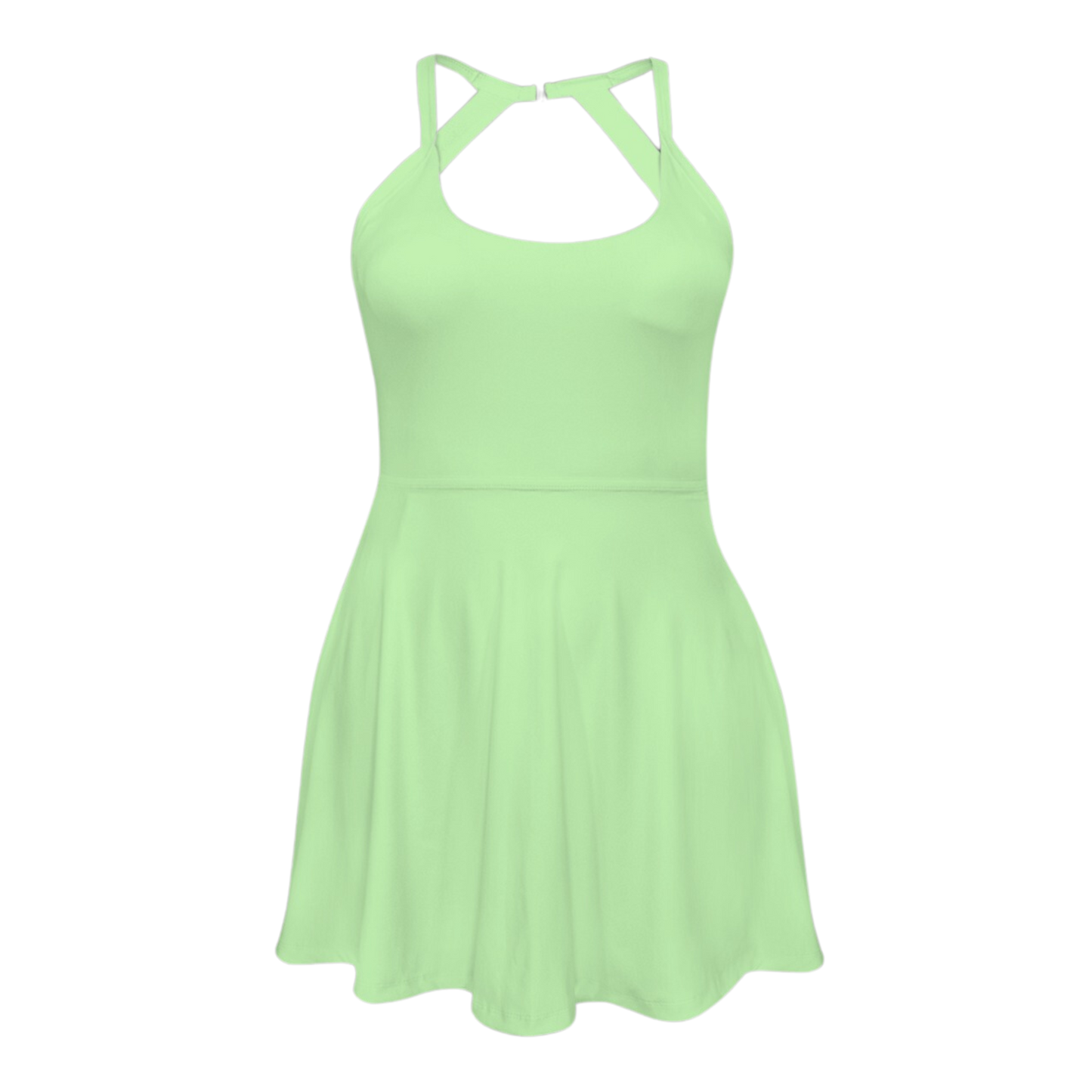 Tia Green Open Back Flare Skirt Active Dress