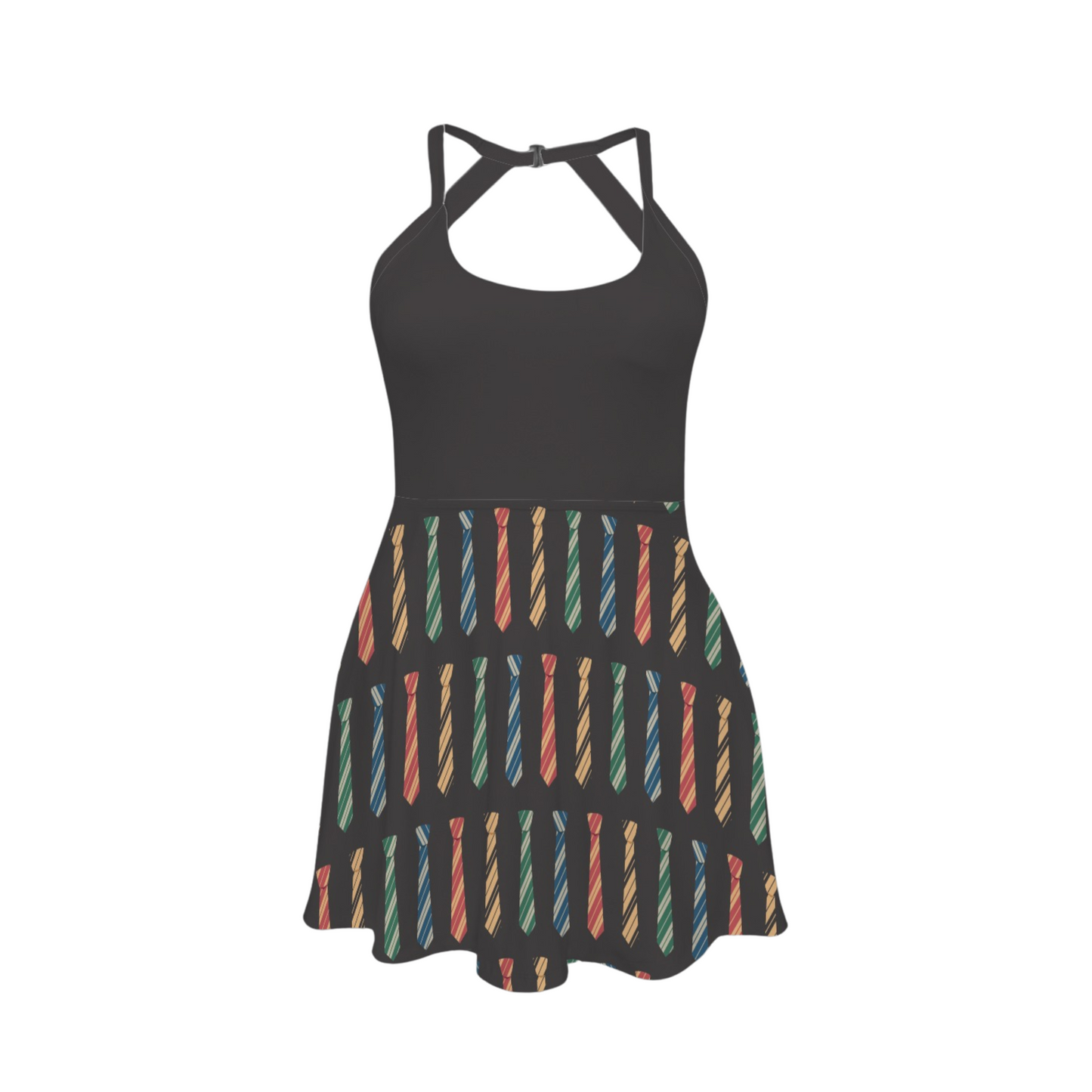 Wizard Ties Open Back Flare Skirt Active Dress
