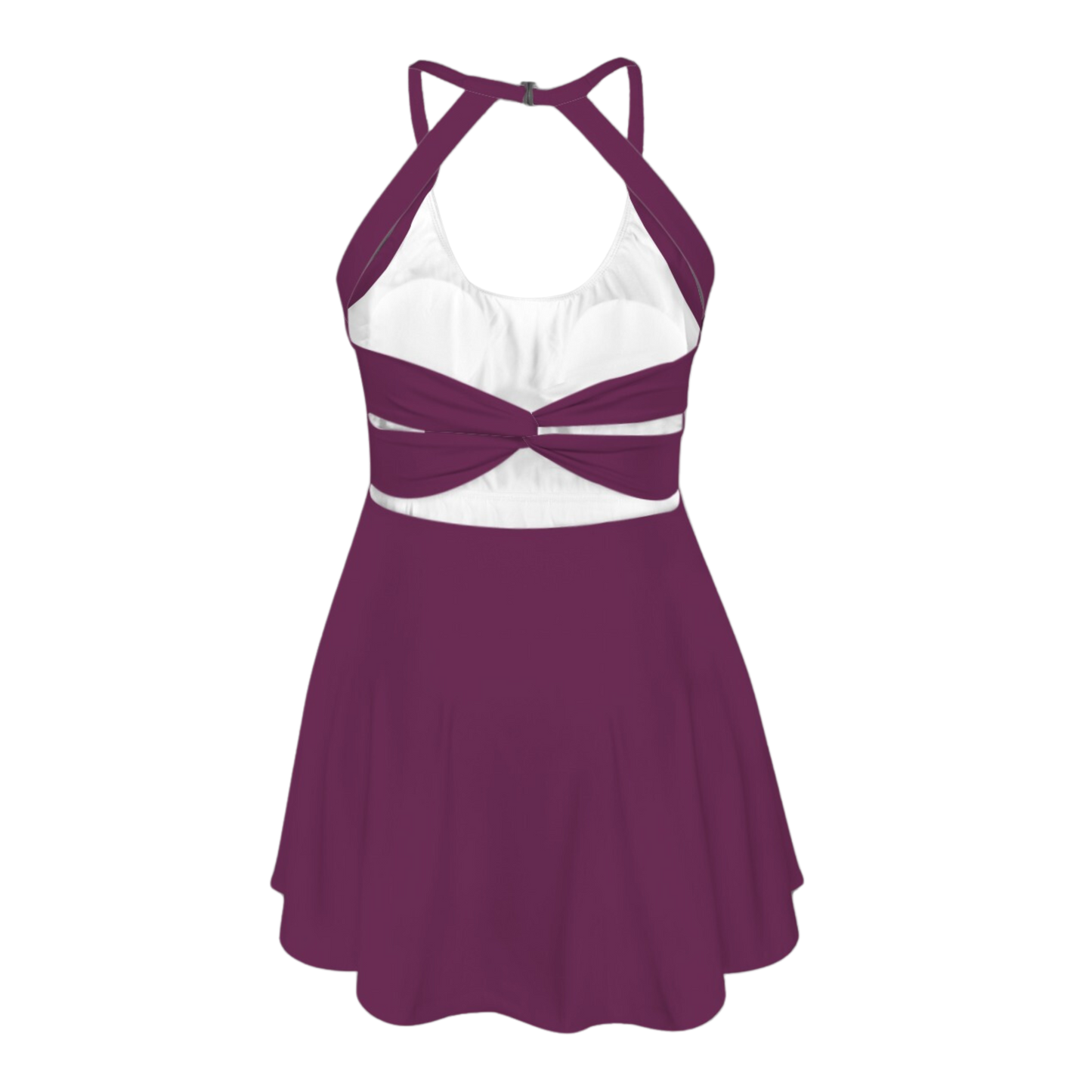 Voodoo Maroon Open Back Flare Active Dress