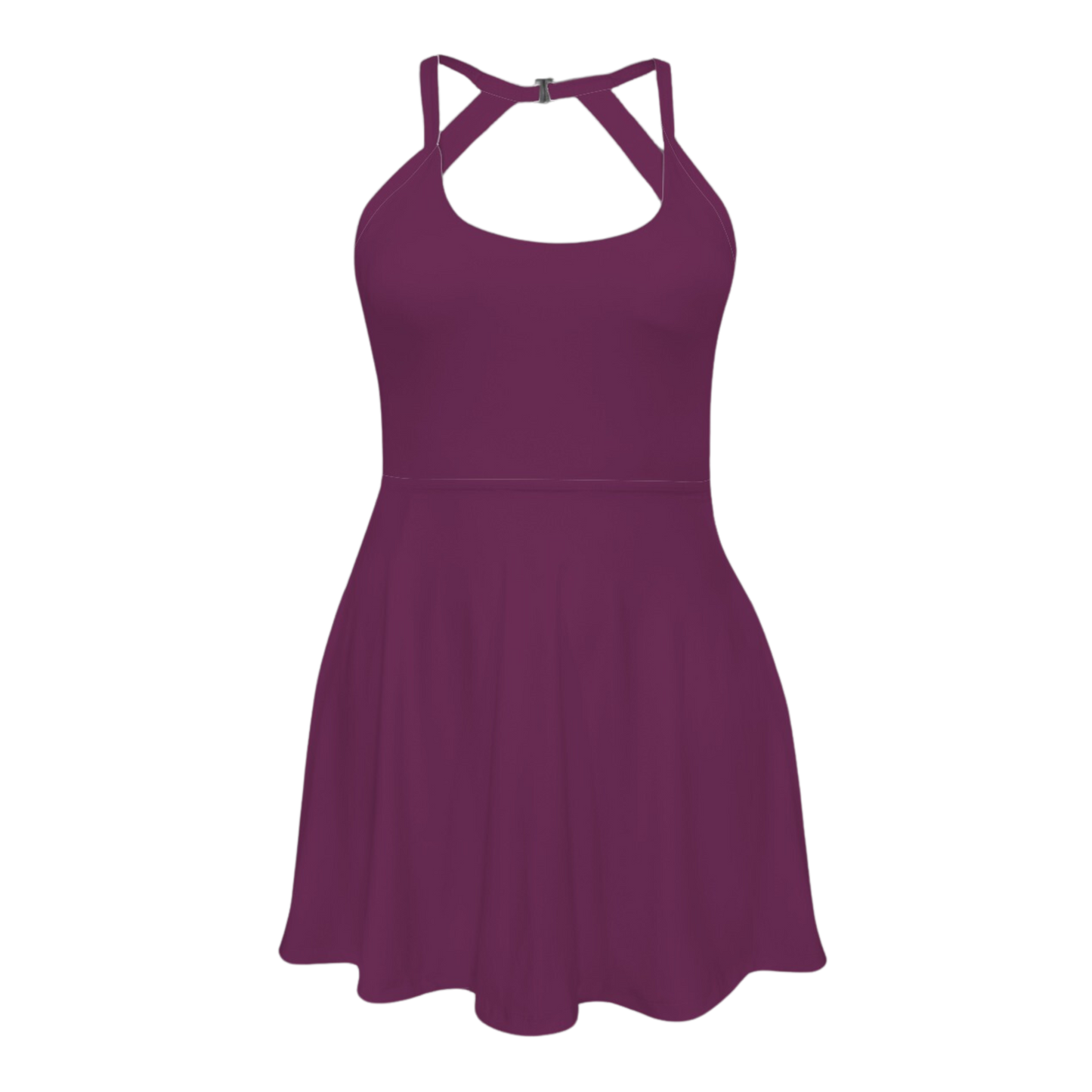 Voodoo Maroon Open Back Flare Active Dress