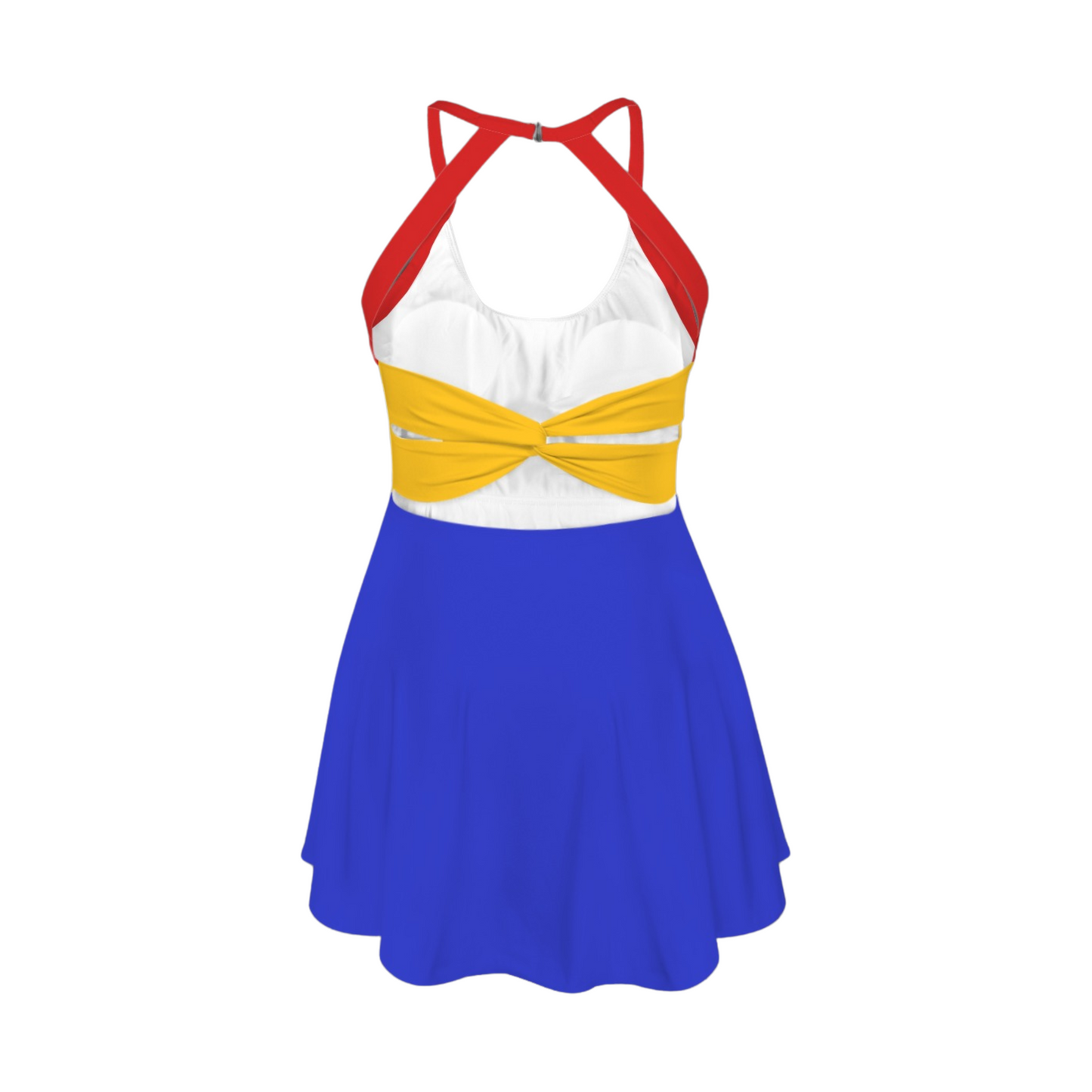 Woody Colorblock Open Back Flare Skirt Active Dress