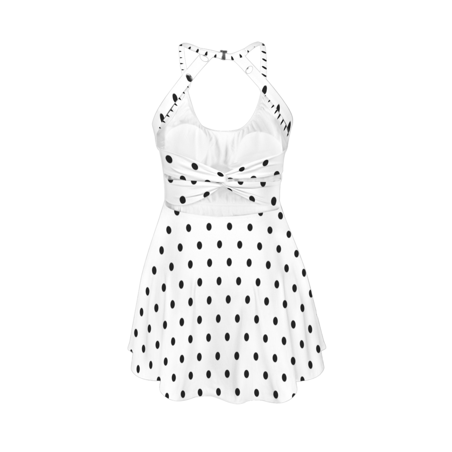 Miss Mouse Polka Dots Open Back Flare Skirt Active Dress