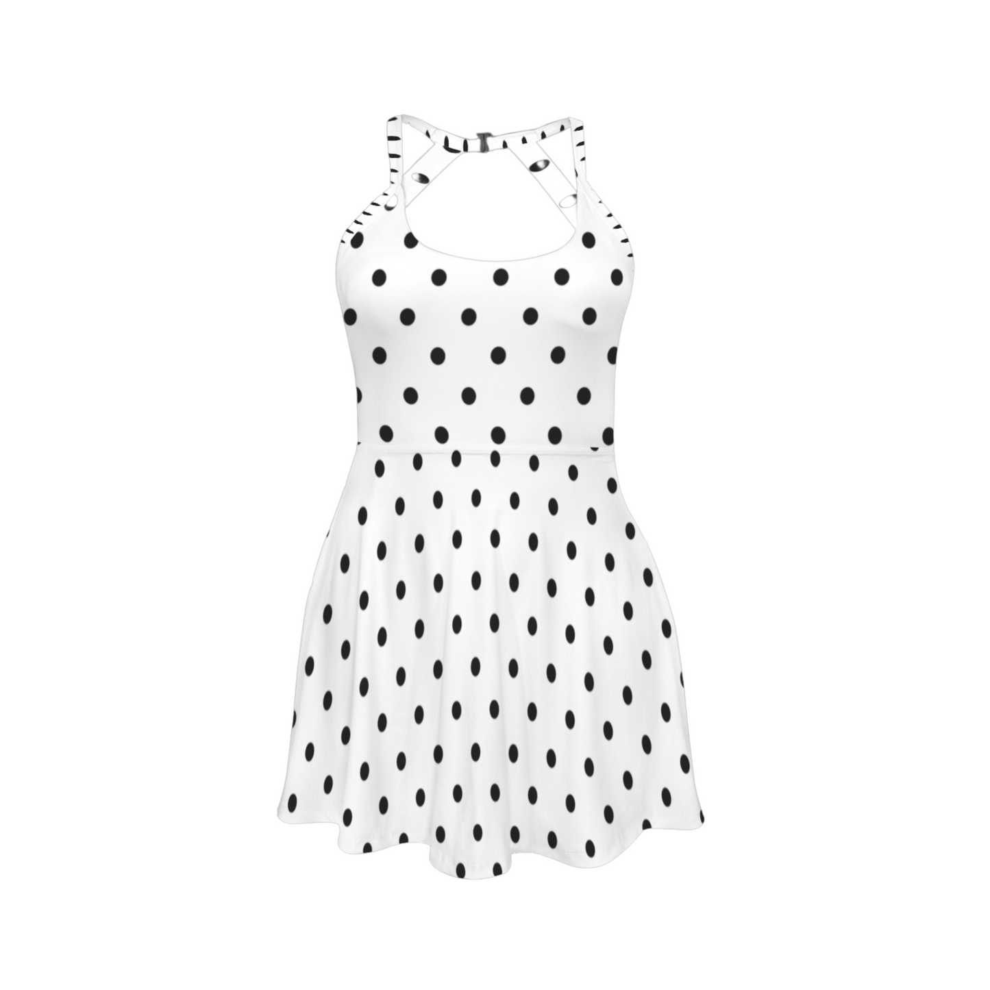 Miss Mouse Polka Dots Open Back Flare Skirt Active Dress