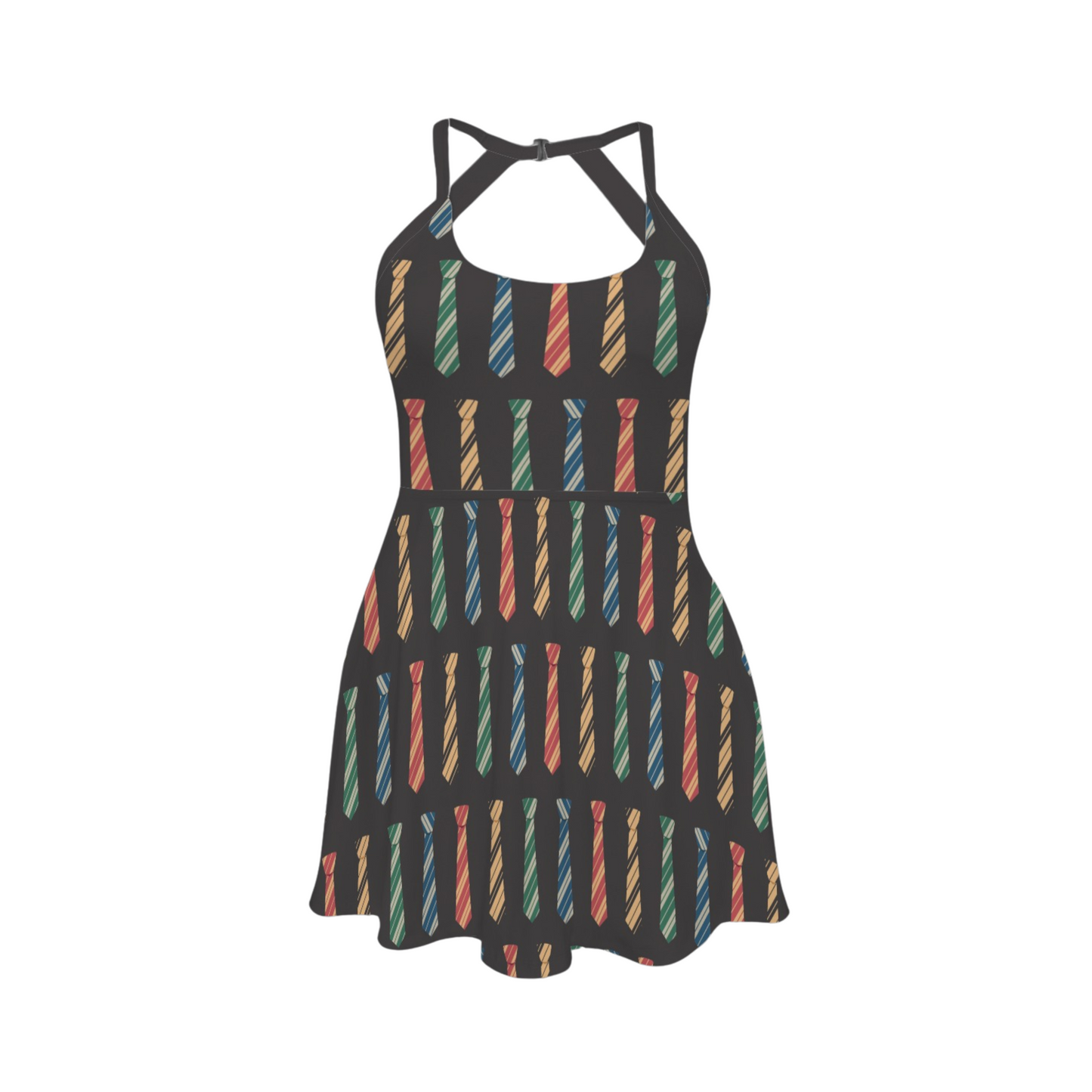 Wizard Ties Open Back Flare Skirt Active Dress