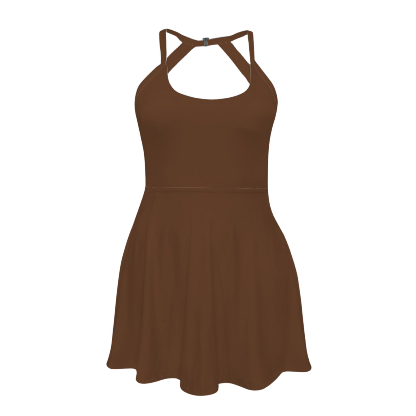 Wooke Brown Open Back Flare Active Dress