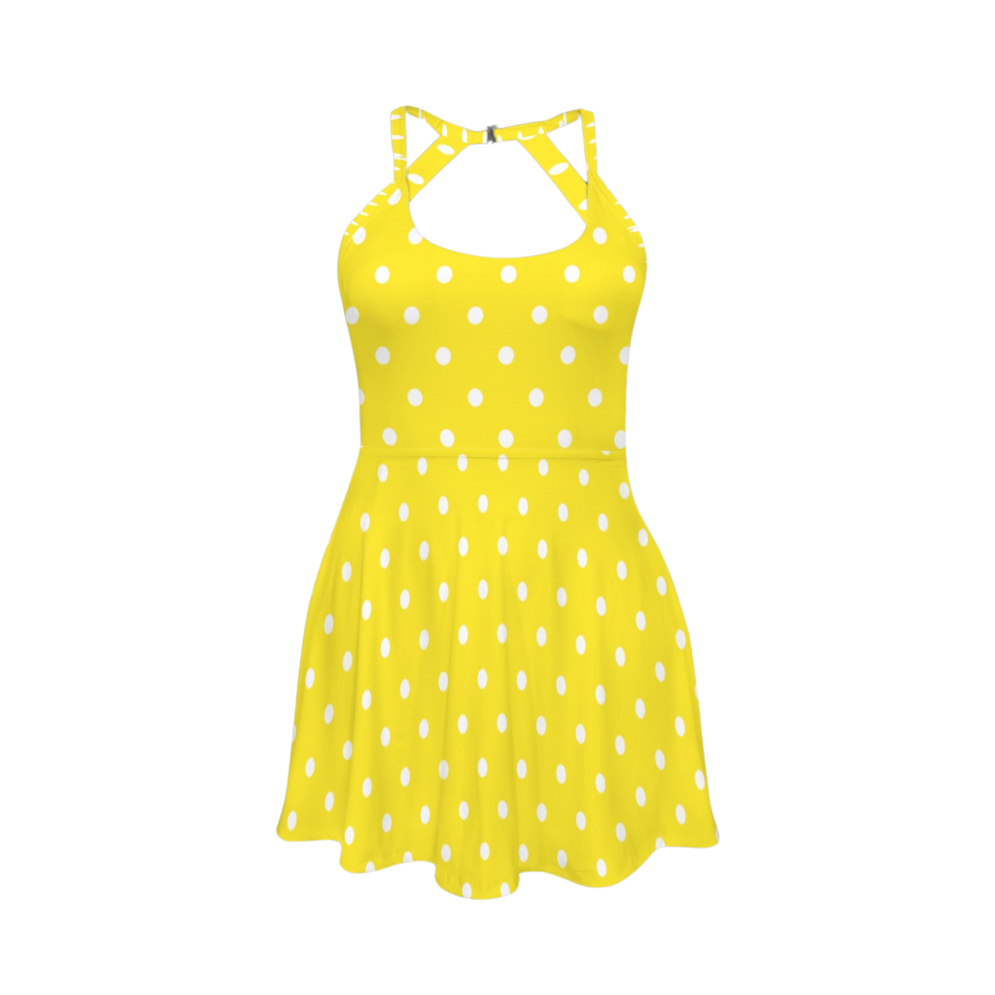 Miss Mouse Polka Dots Open Back Flare Skirt Active Dress