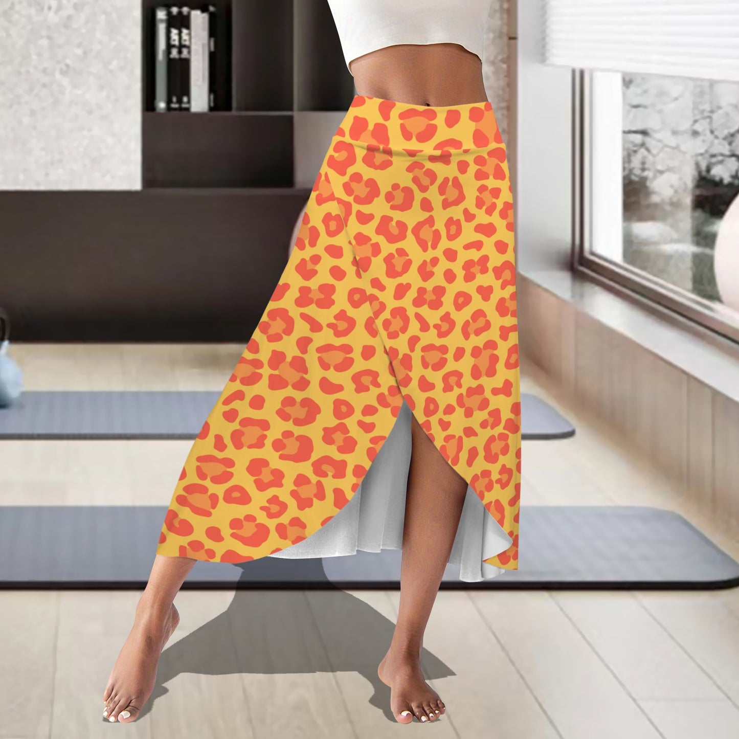 leopardyellow. midi skort