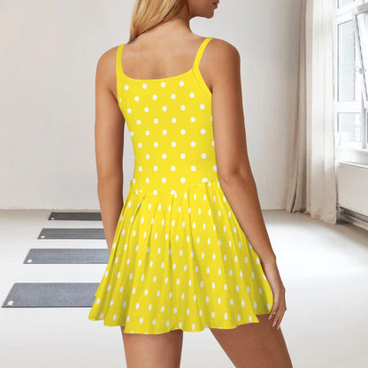 dotsyellow. pleat active dress