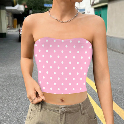 dotsltpink. crop tube
