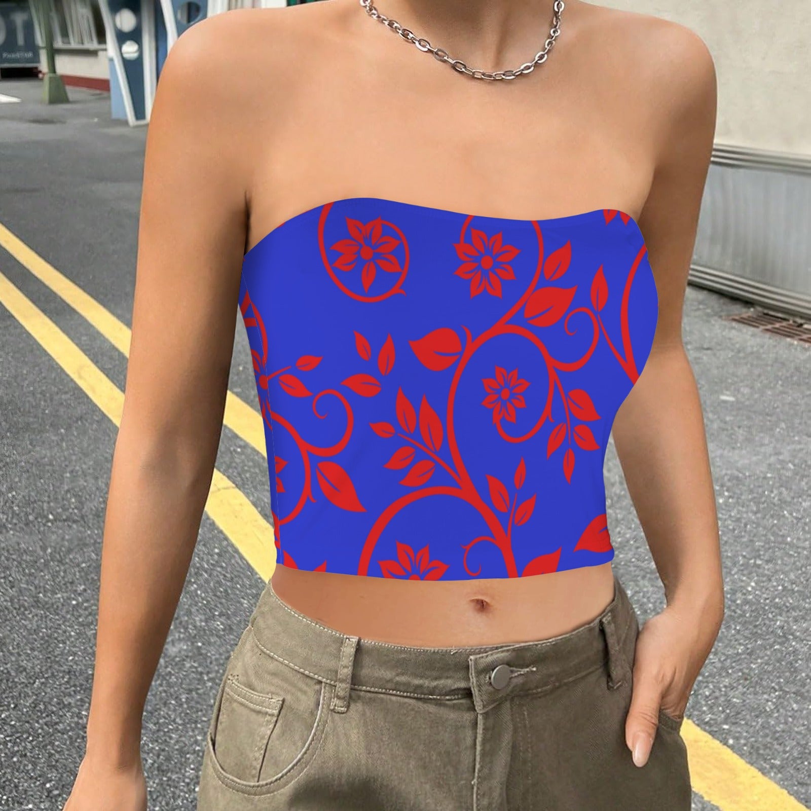 snowbluered. crop tube