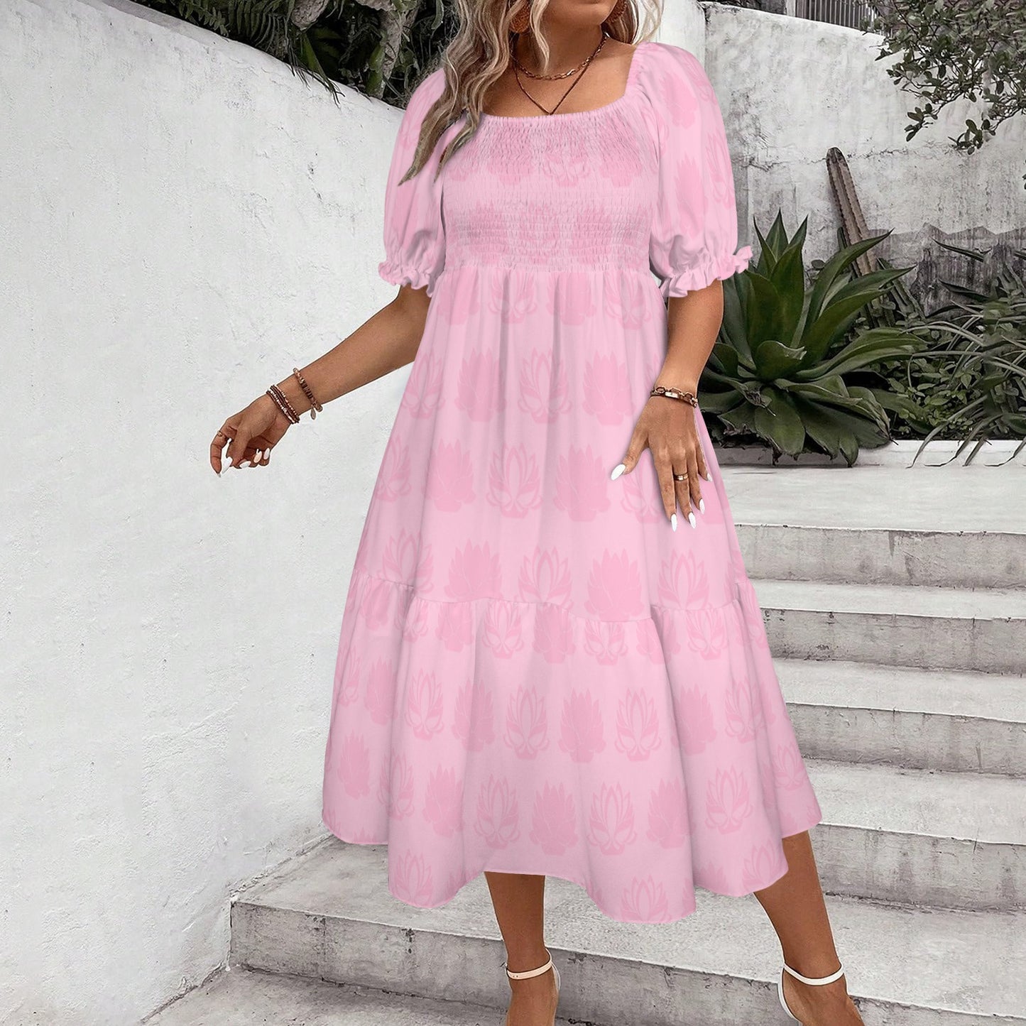 lottielotuspink.. smock midi