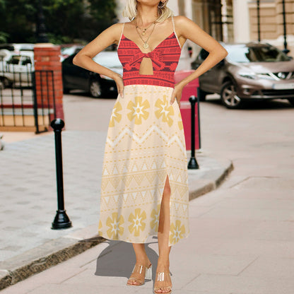 moanacoraltop. tie midi dress