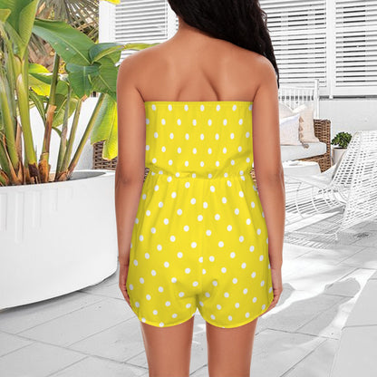 dotsyellow. strapless romper