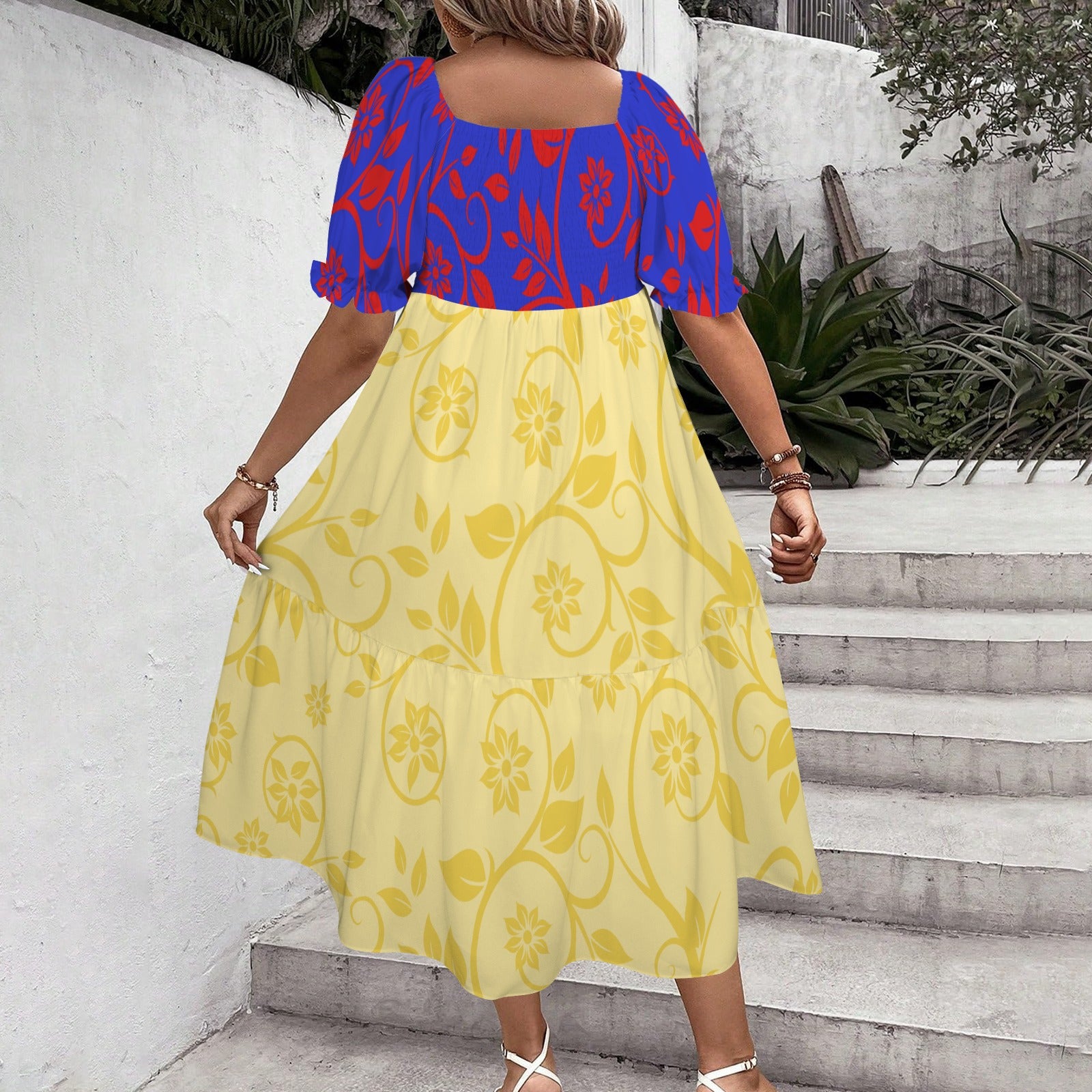 snowyellowswirl. smock midi