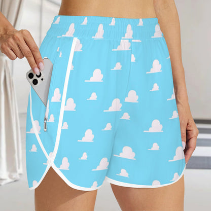 clouds. running shorts