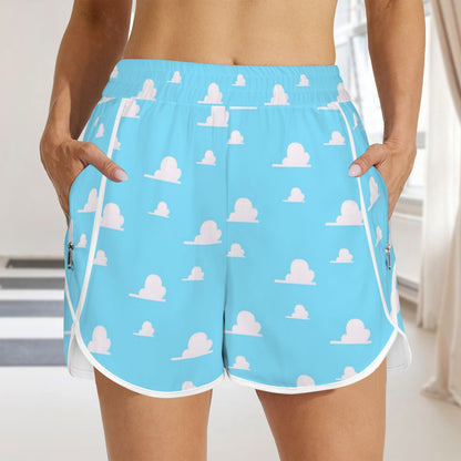 clouds. running shorts