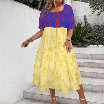 snowyellowswirl. smock midi