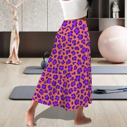 leopardcoralpurp. midi skort