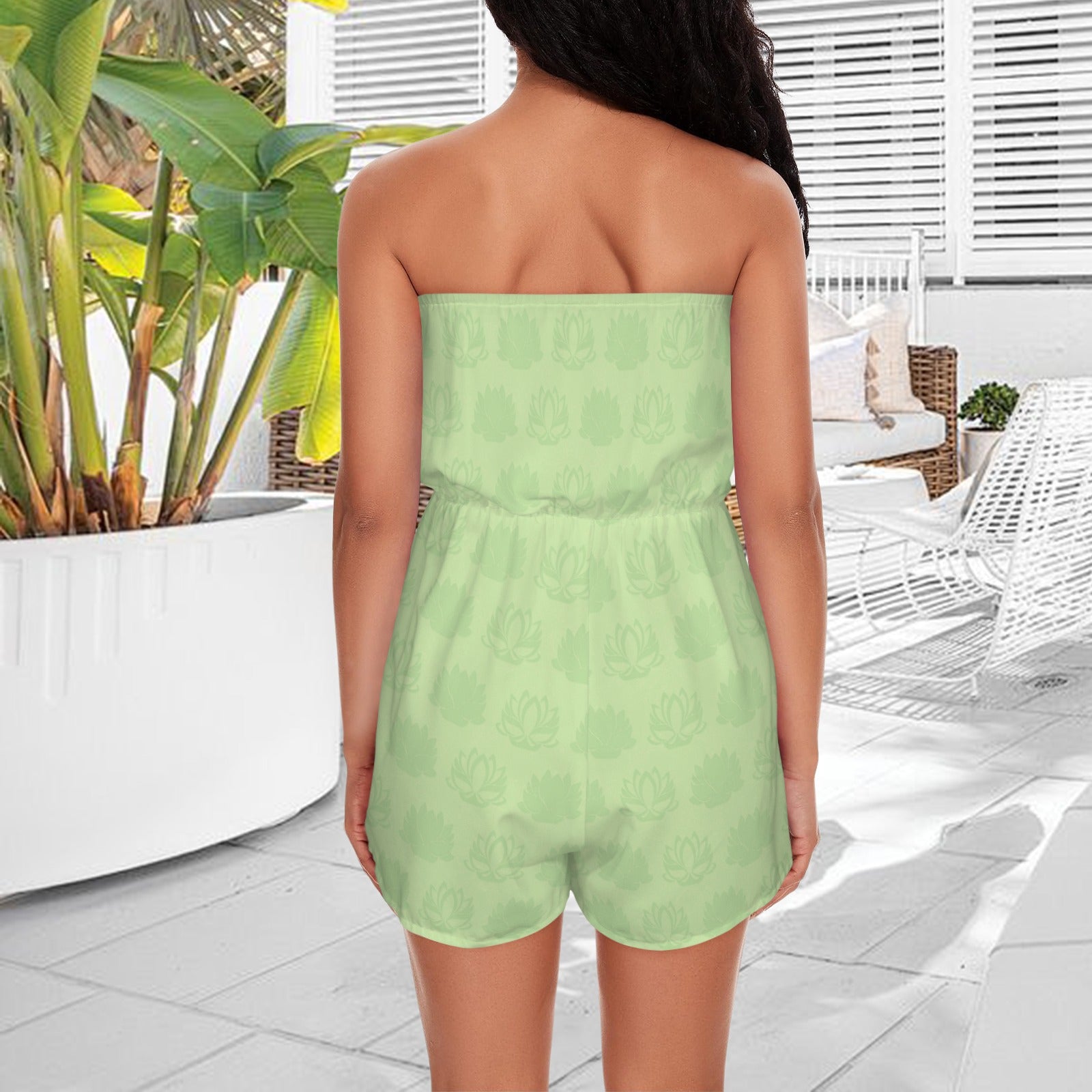 tianalotuslightgreen. strapless romper