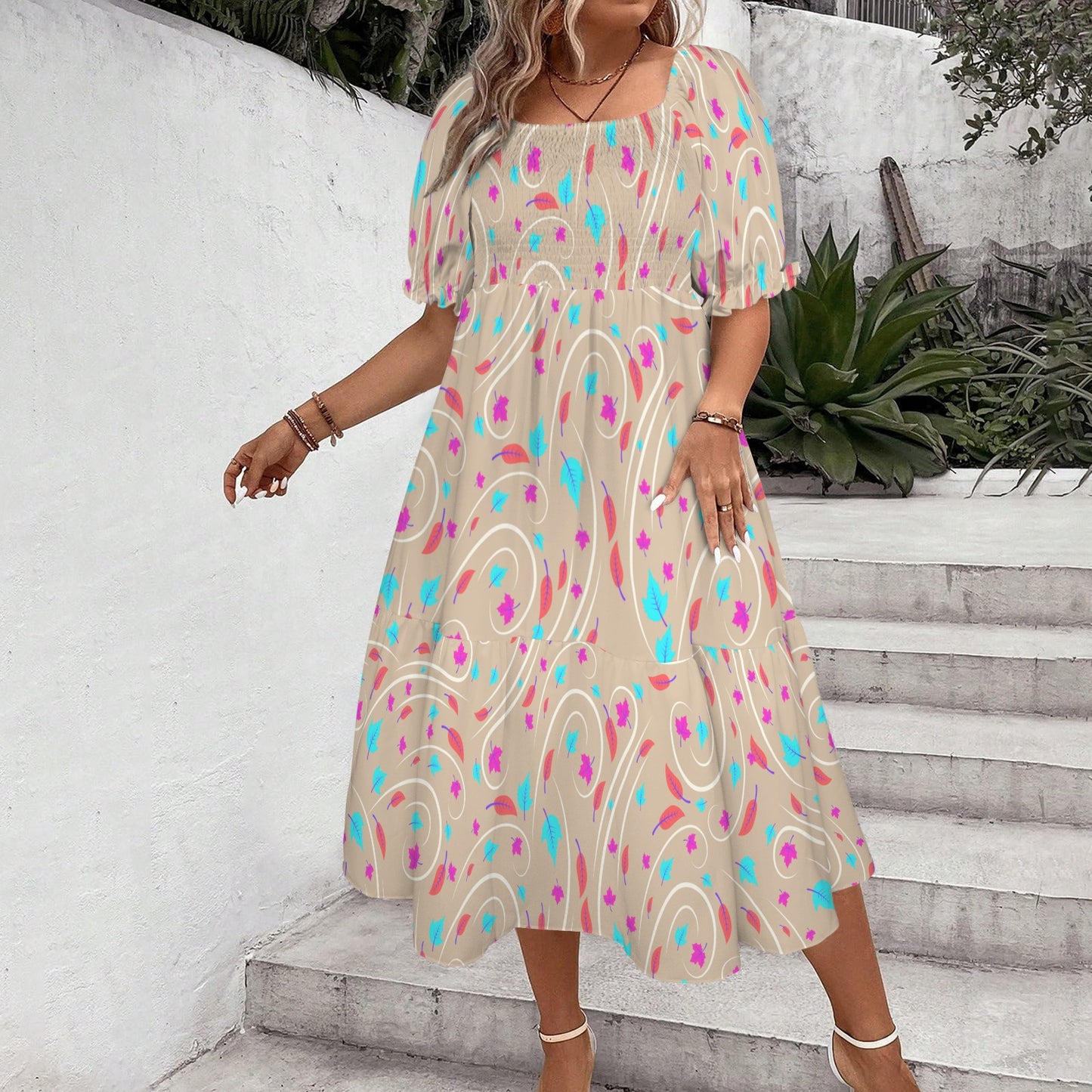 pocahontasswirlcolor. smock midi