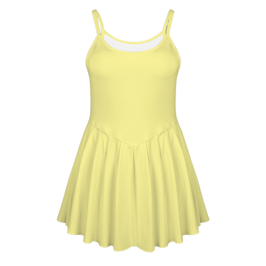 Almost There Yellow Pleat Skirt Active Dress