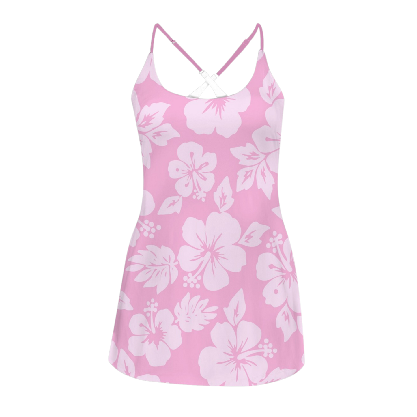 Angel Hibiscus Criss Cross Back Active Dress