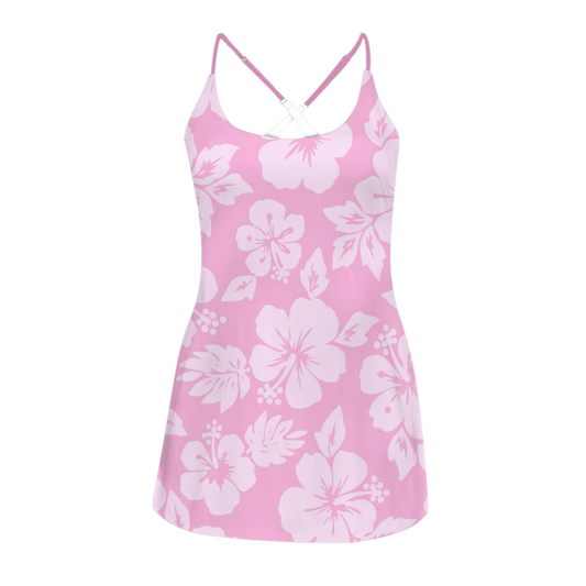 Angel Hibiscus Criss Cross Back Active Dress