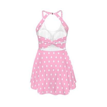 Miss Mouse Polka Dots Open Back Flare Skirt Active Dress