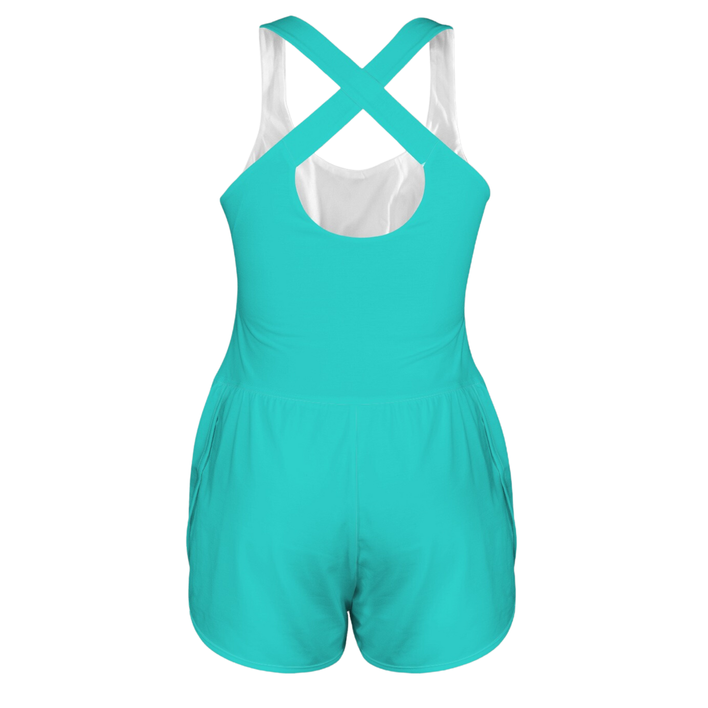 Barb E Teal Cutout Cross Back Active Romper