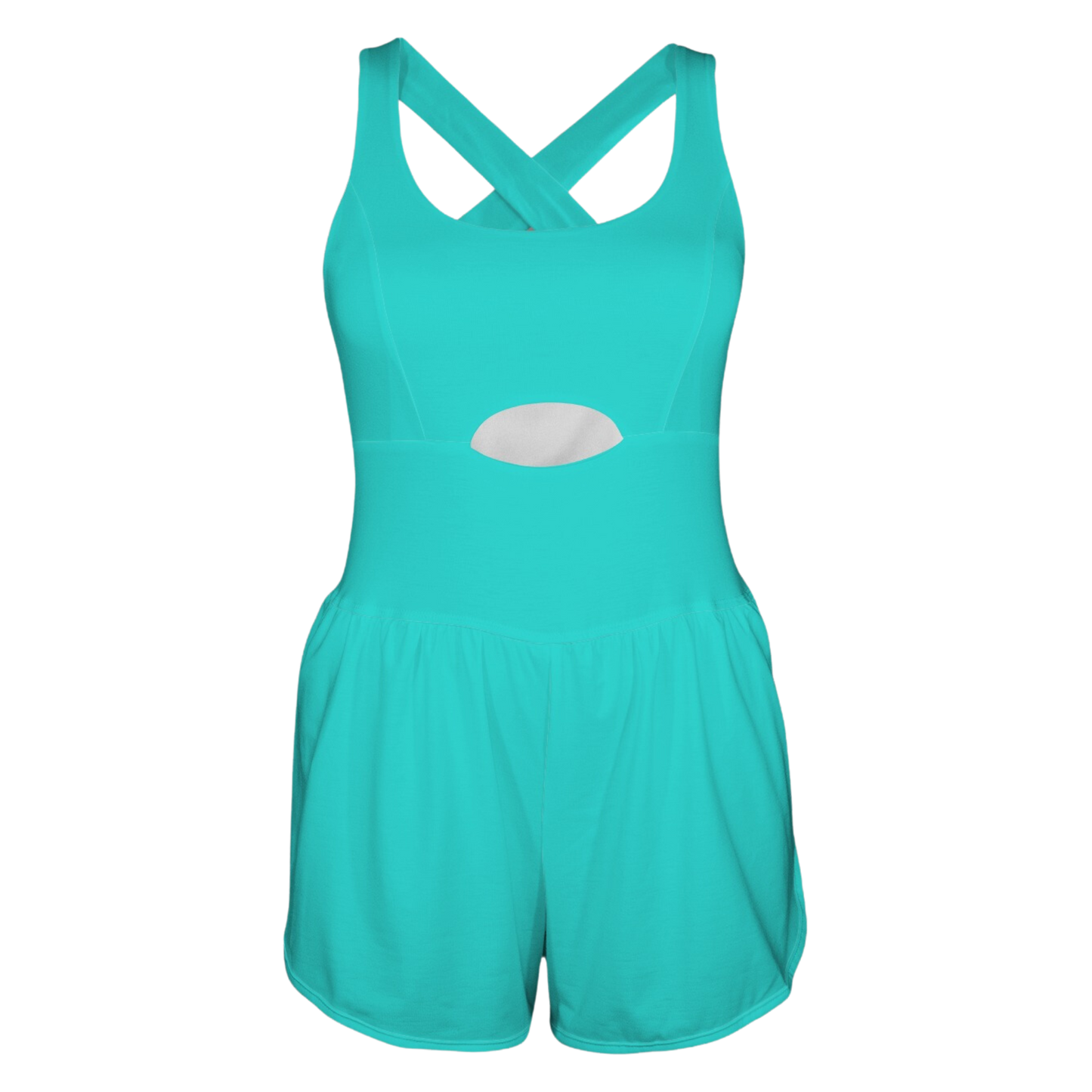 Barb E Teal Cutout Cross Back Active Romper