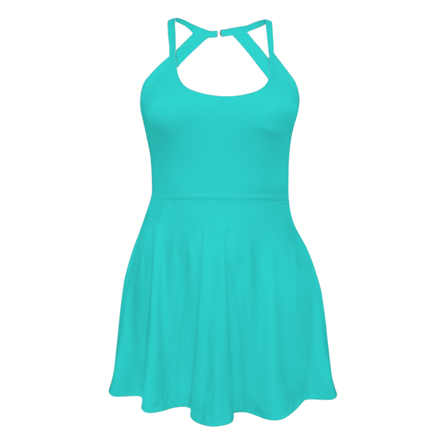 Barb E Teal Open Back Flare Skirt Active Dress