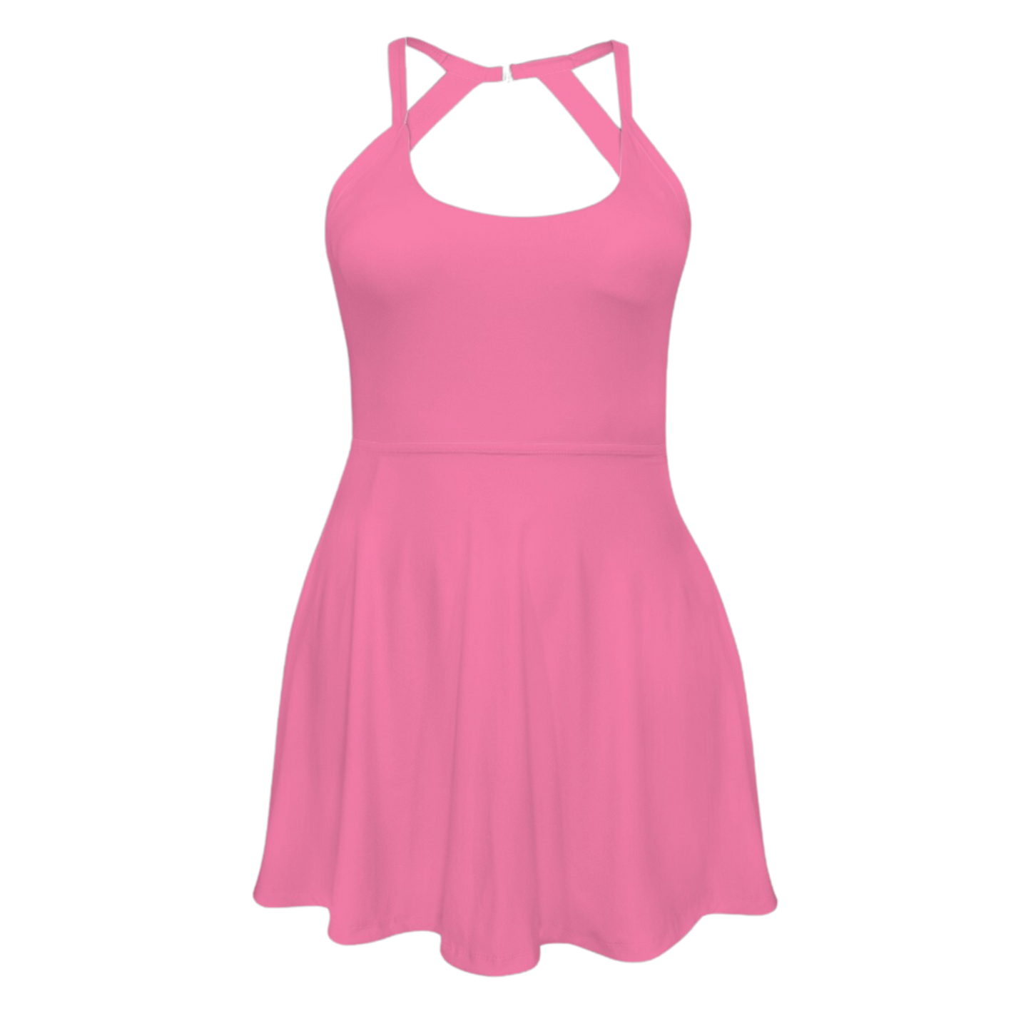 Sleeping Pink Open Back Flare Skirt Active Dress