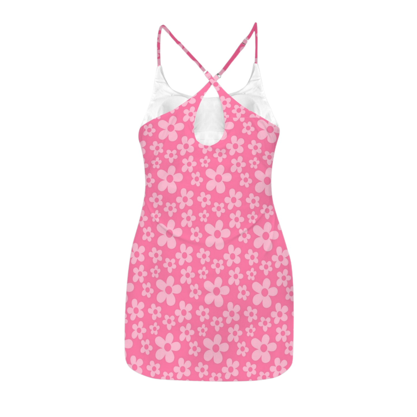 Boo Pink Flowers Criss Cross Back Active Dress