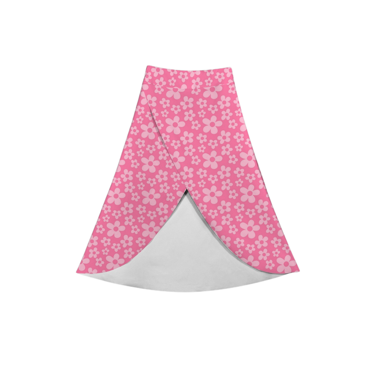 Boo Pink Flower Crossover Midi Skort