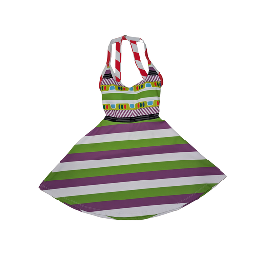 Space Ranger Open Back Flare Skirt Active Dress