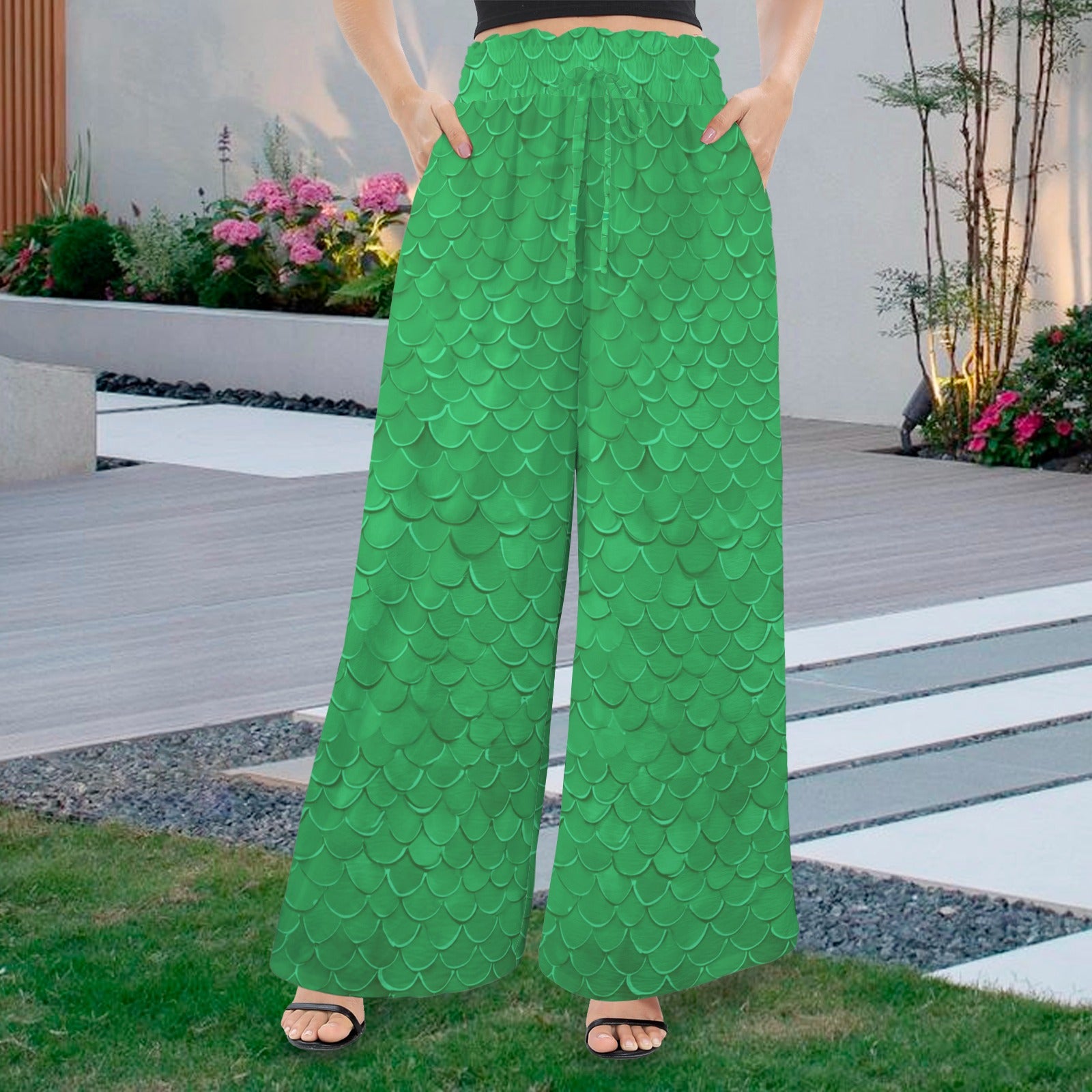 arielbottomgreen. wide leg pants