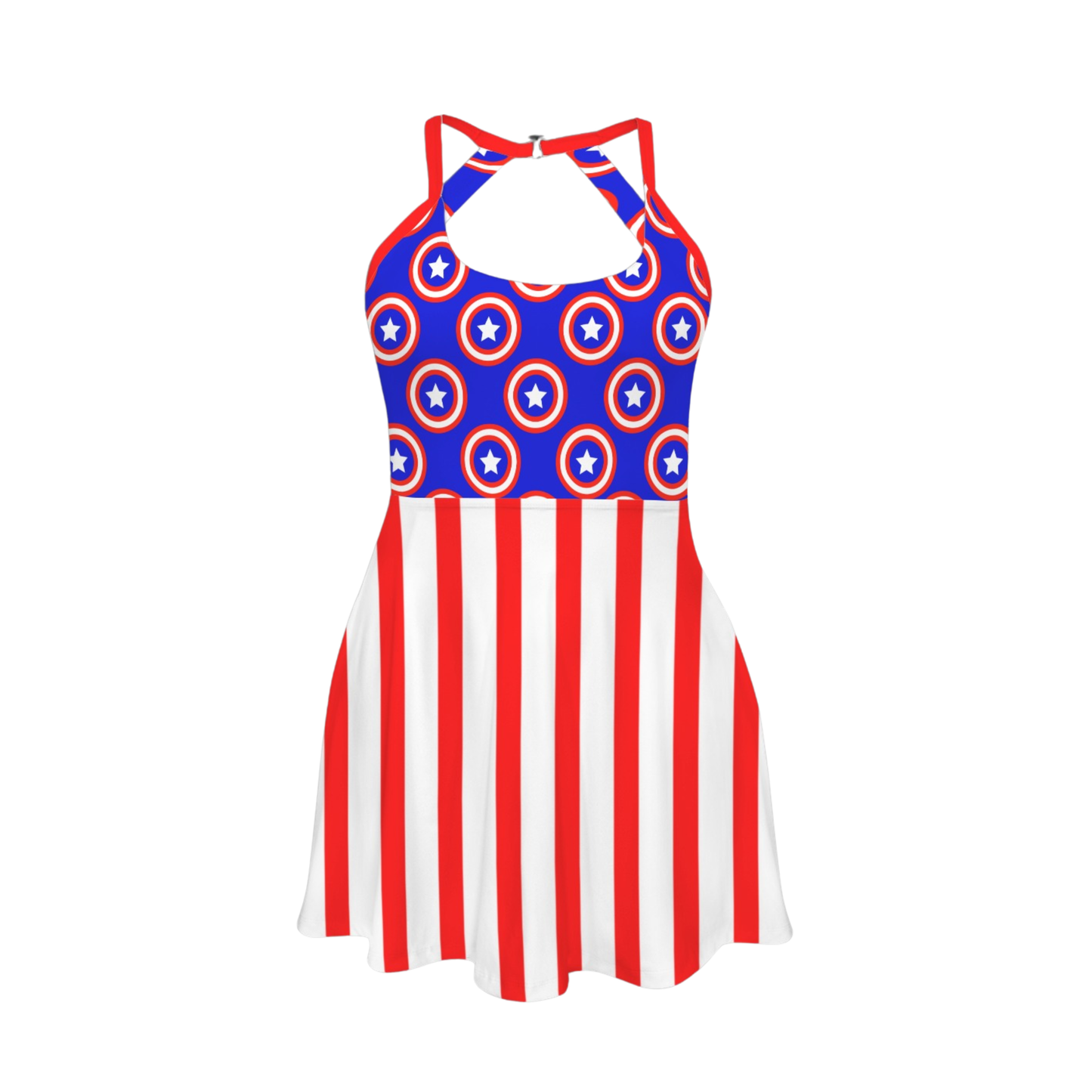 American Hero Open Back Flare Skirt Active Dress