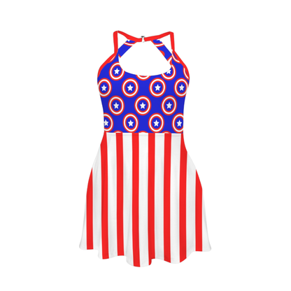 American Hero Open Back Flare Skirt Active Dress