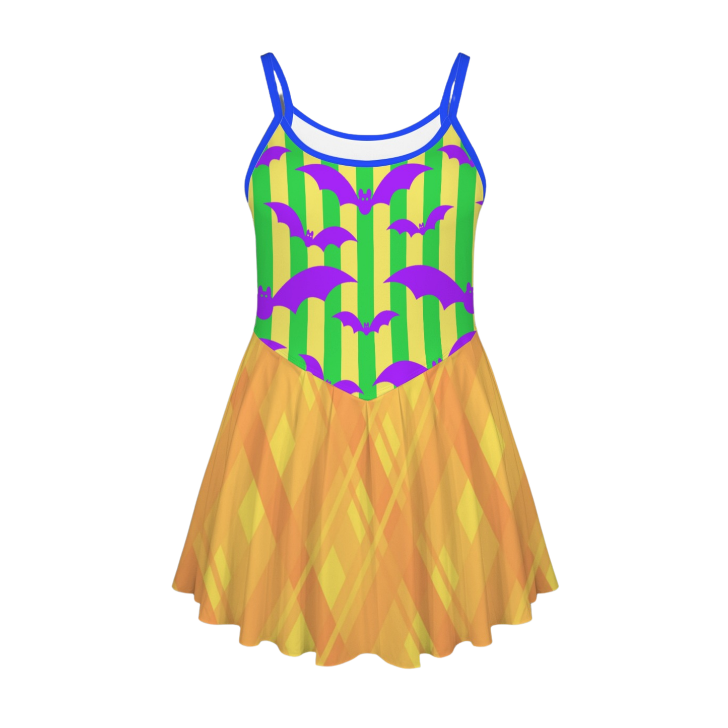 Bats & Plaid Halloween Pleat Skirt Active Dress