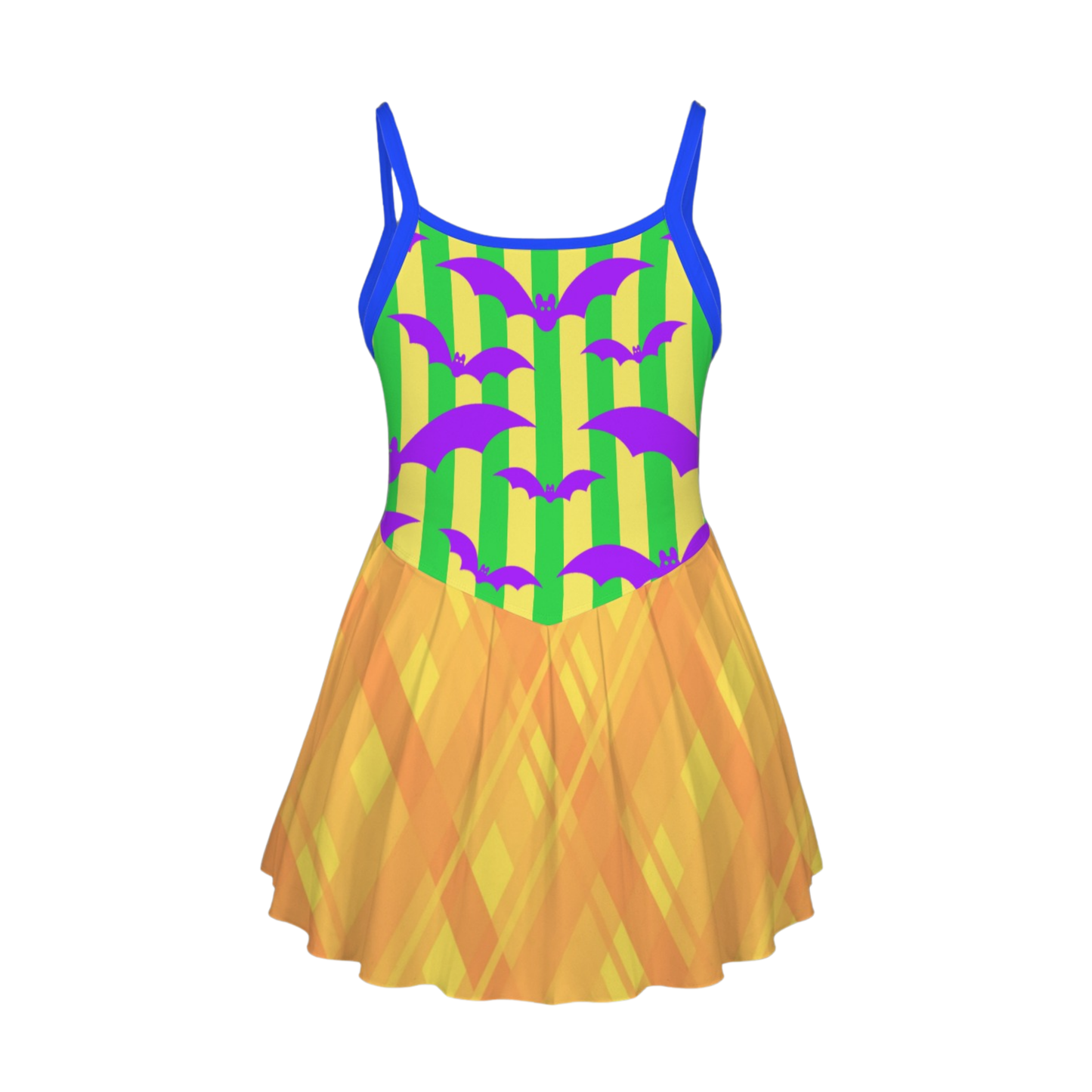 Bats & Plaid Halloween Pleat Skirt Active Dress