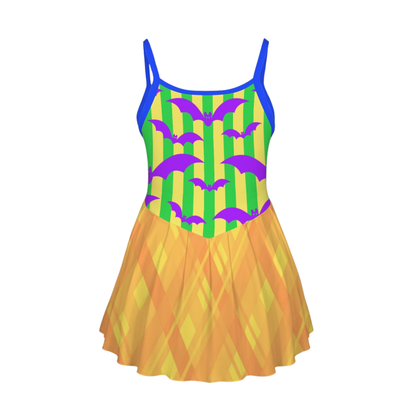 Bats & Plaid Halloween Pleat Skirt Active Dress