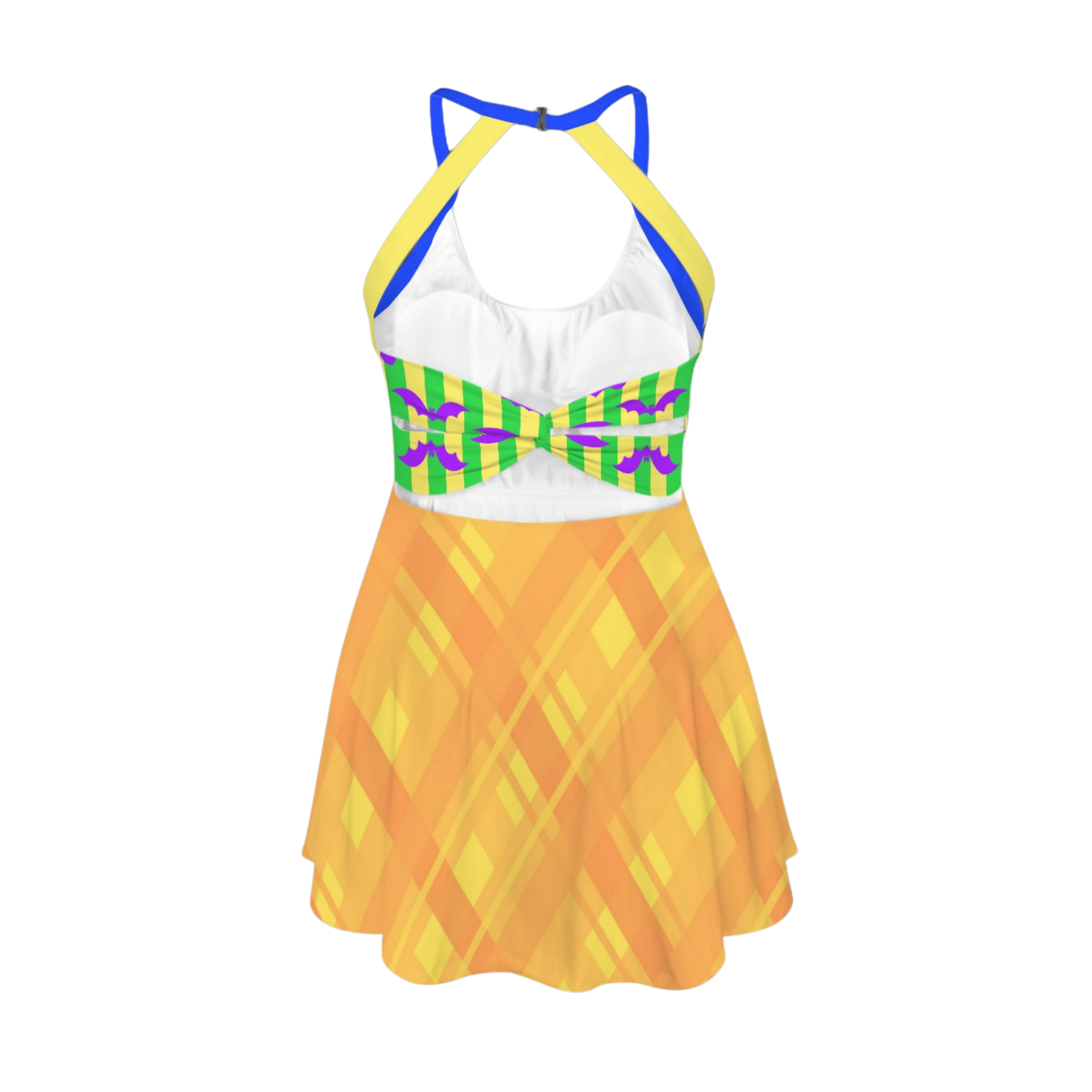 Bats & Plaid Halloween Open Back Flare Skirt Active Dress